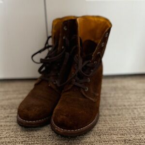 Frye Sabrina Suede Lace Up Boots.